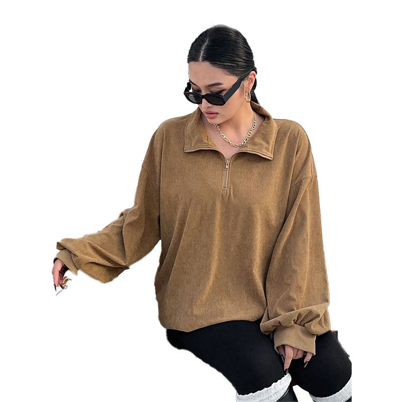Leopard Print Half Zip Sweatshirt