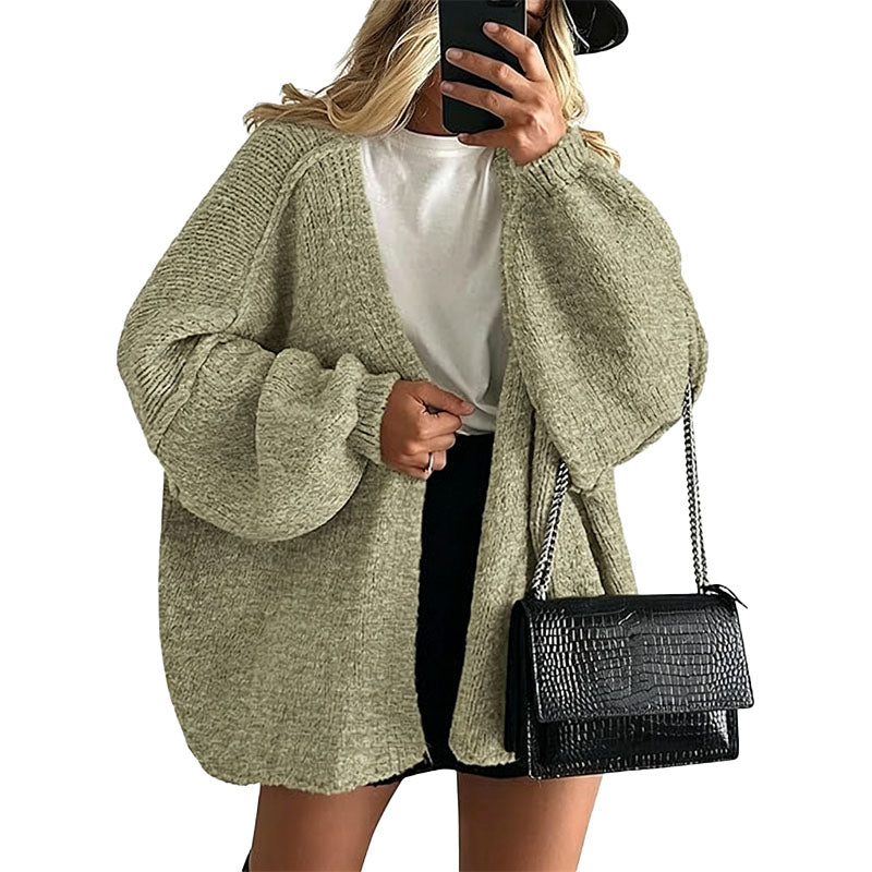 Relaxed Open Front Knit Cardigan