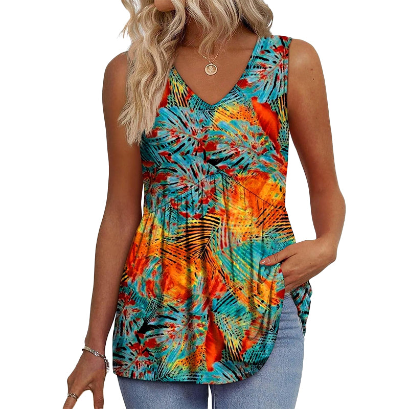 Boho Printed Sleeveless Tunic Top
