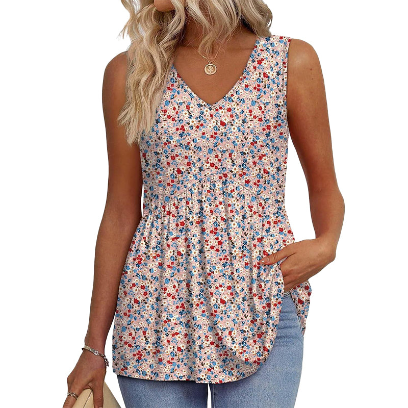 Boho Printed Sleeveless Tunic Top