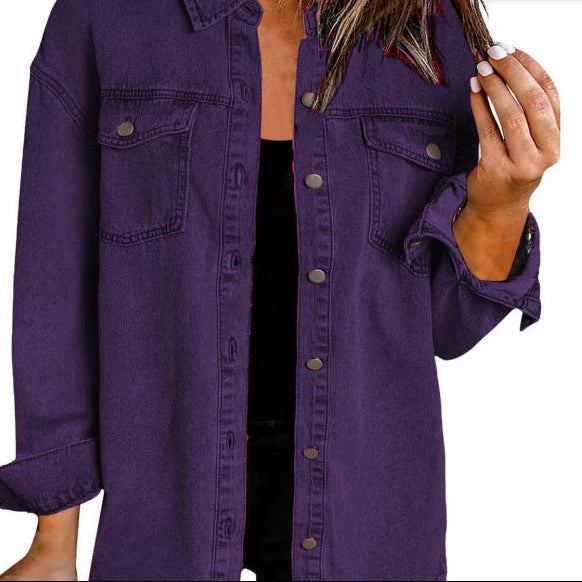 Frayed Hem Denim Shirt Jacket