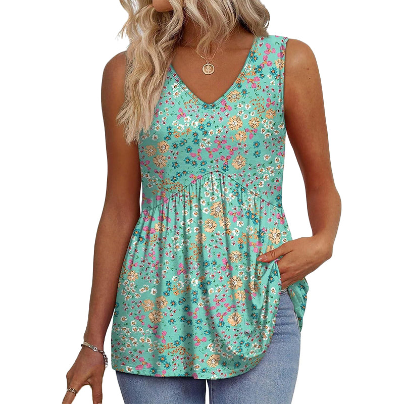 Boho Printed Sleeveless Tunic Top