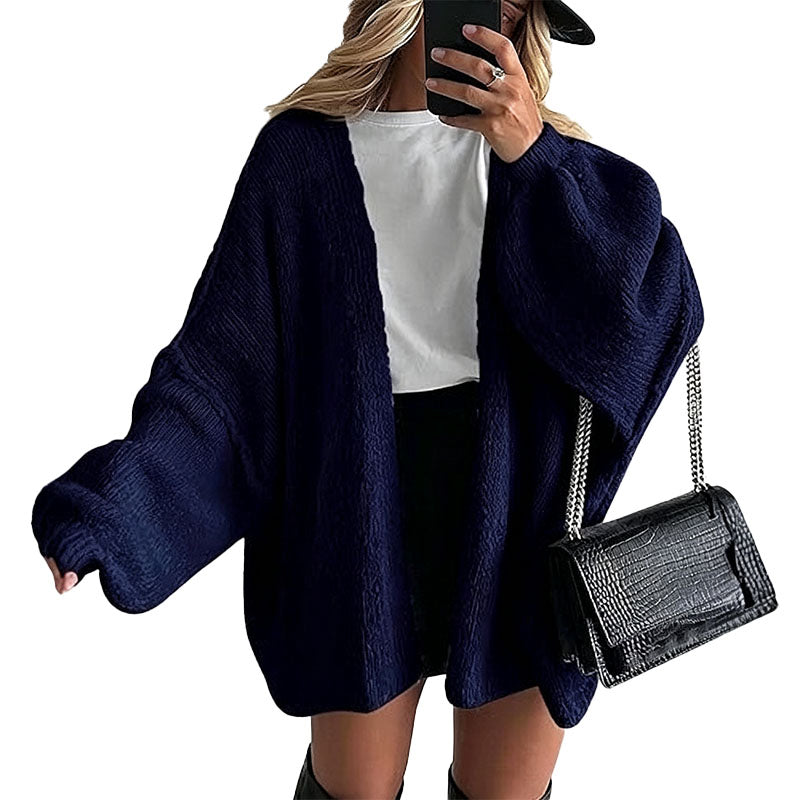 Relaxed Open Front Knit Cardigan