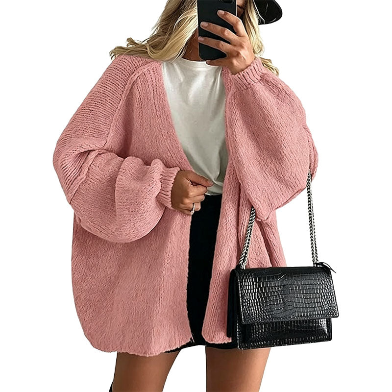 Relaxed Open Front Knit Cardigan