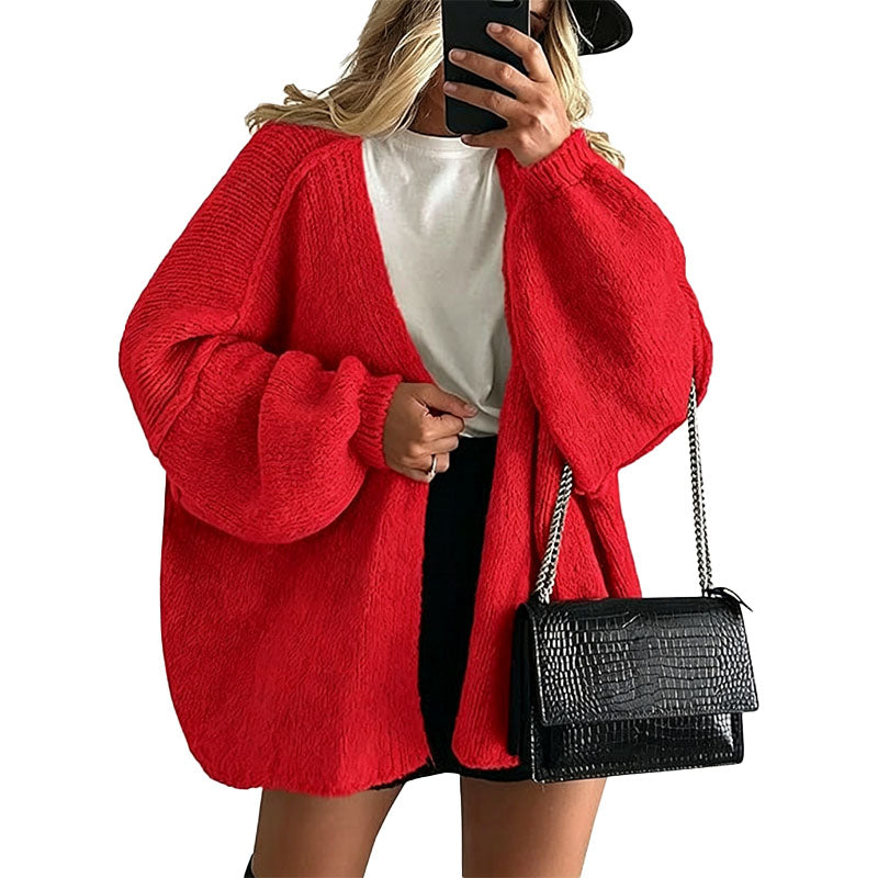 Relaxed Open Front Knit Cardigan