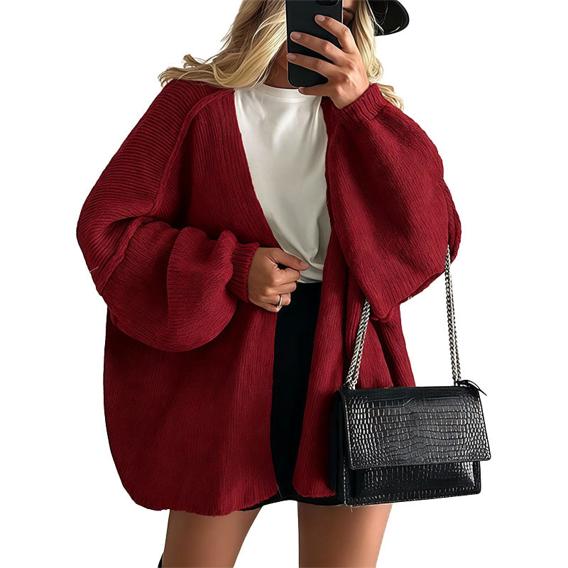 Relaxed Open Front Knit Cardigan
