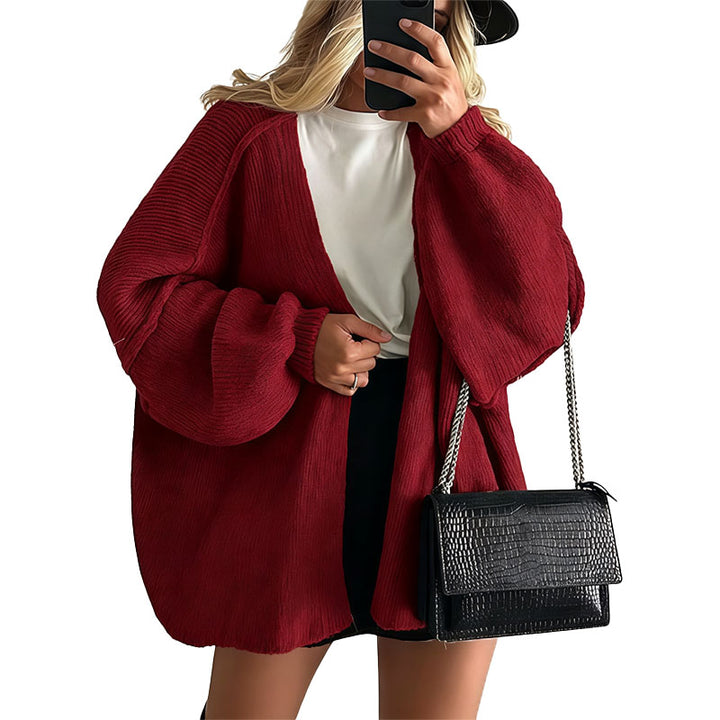 Relaxed Open Front Knit Cardigan