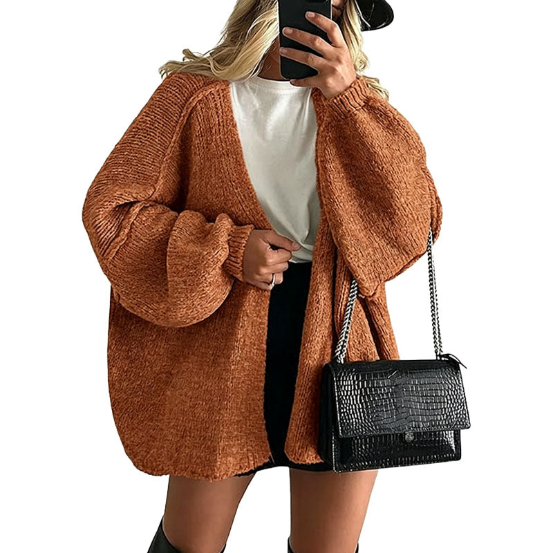 Relaxed Open Front Knit Cardigan