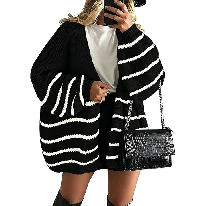 Relaxed Open Front Knit Cardigan