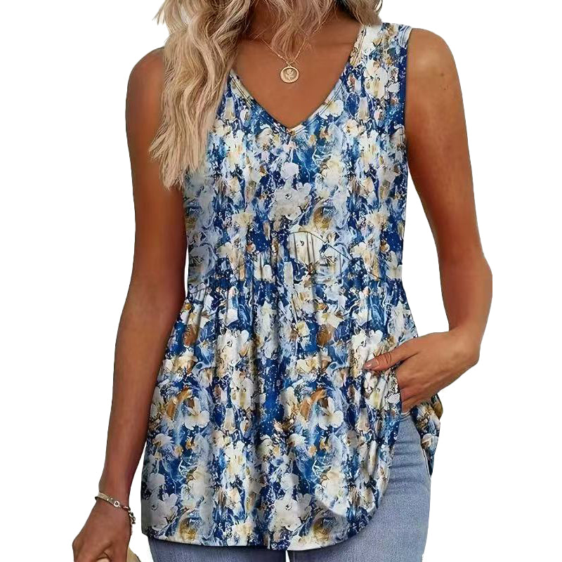 Boho Printed Sleeveless Tunic Top