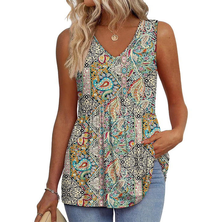 Boho Printed Sleeveless Tunic Top
