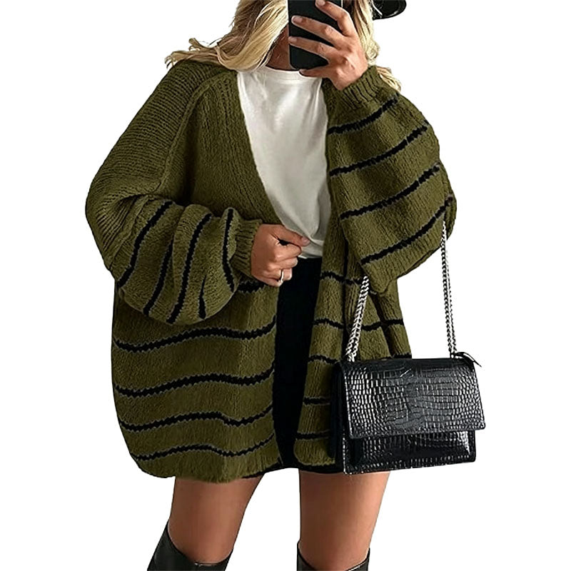 Relaxed Open Front Knit Cardigan