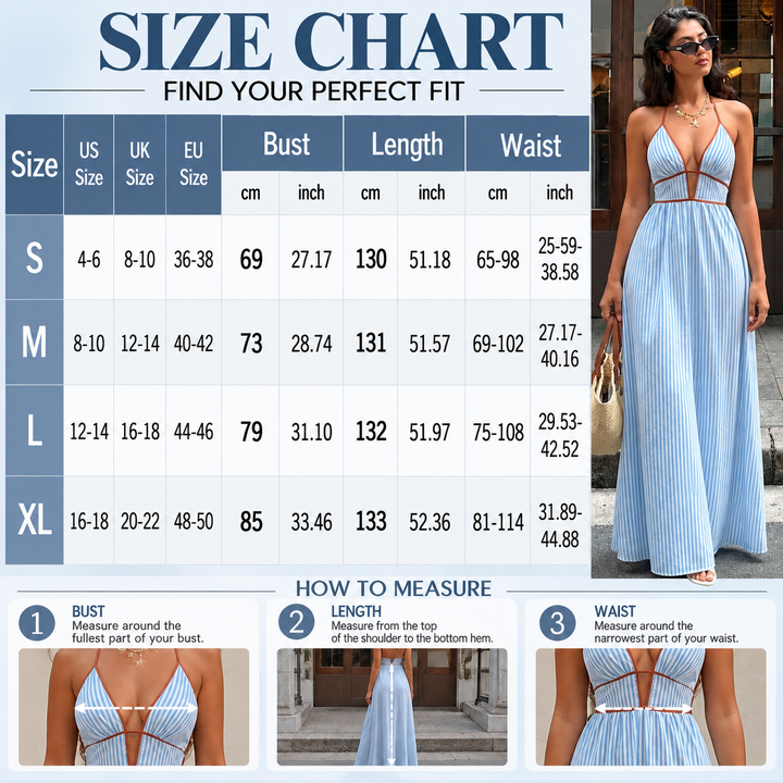Striped Halter Maxi Dress