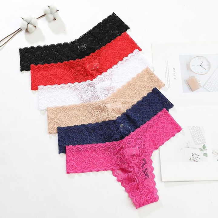 Ruffled floral lace low-rise briefs