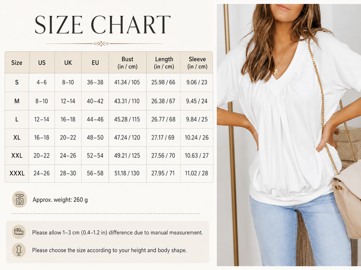 Gathered V Neck Casual Top