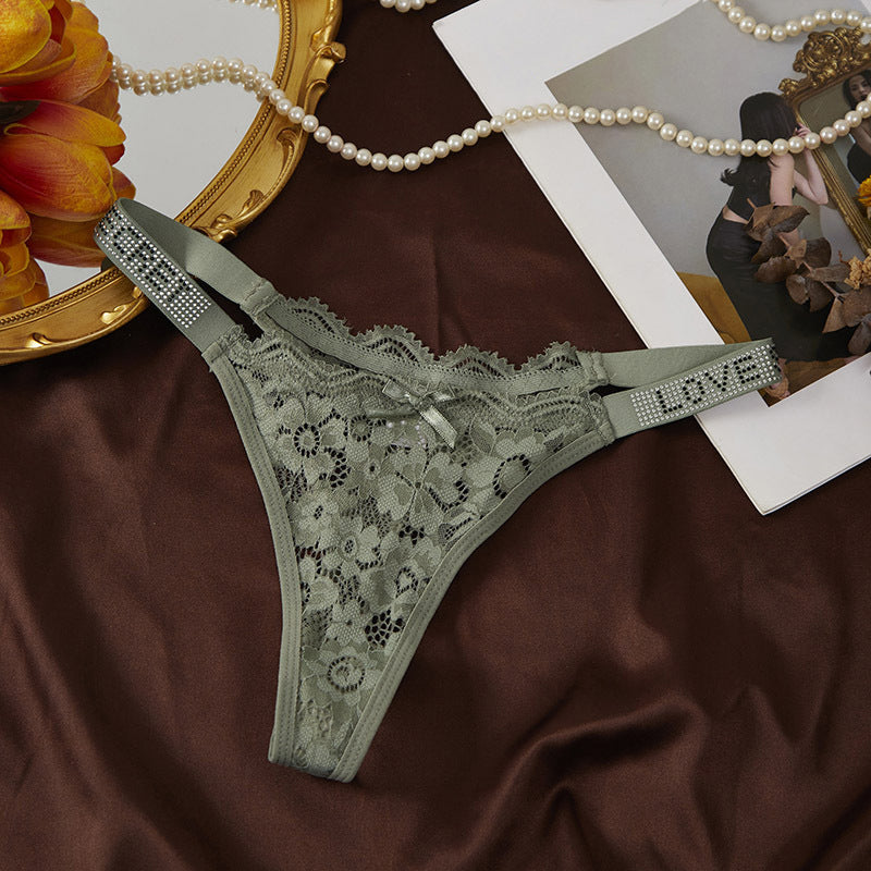 Low-rise floral lace thong