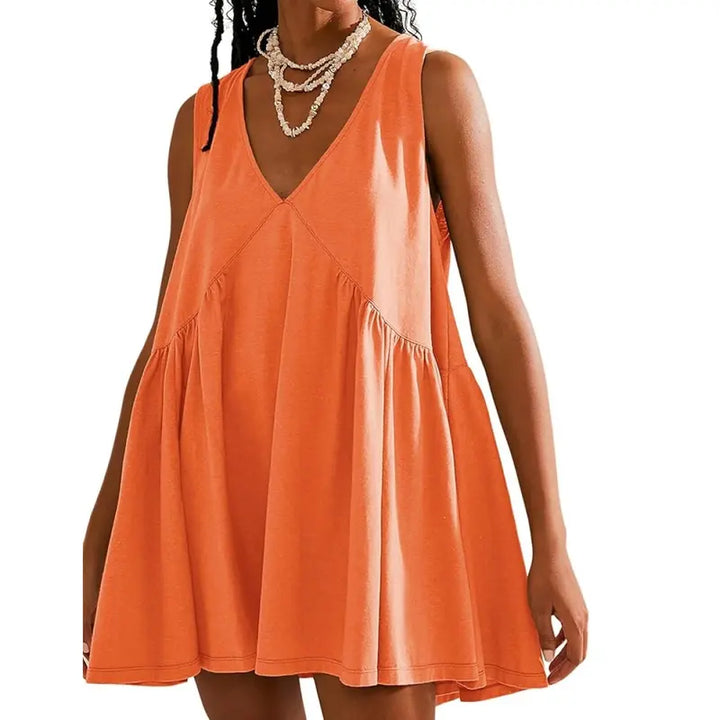 V Neck Flow Mini Dress