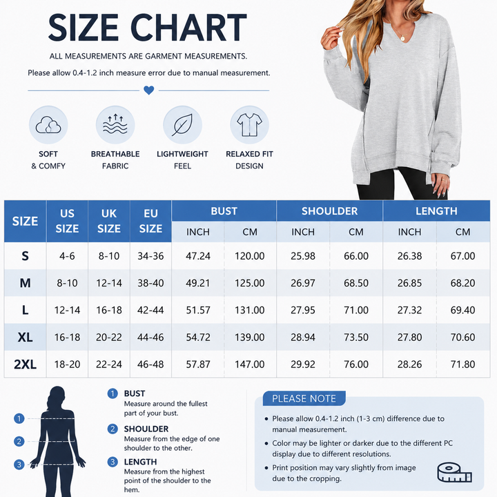 Relaxed V Neck Oversized Sweatshirt