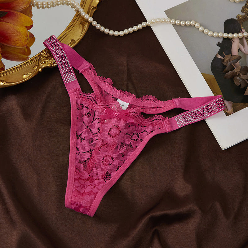 Low-rise floral lace thong