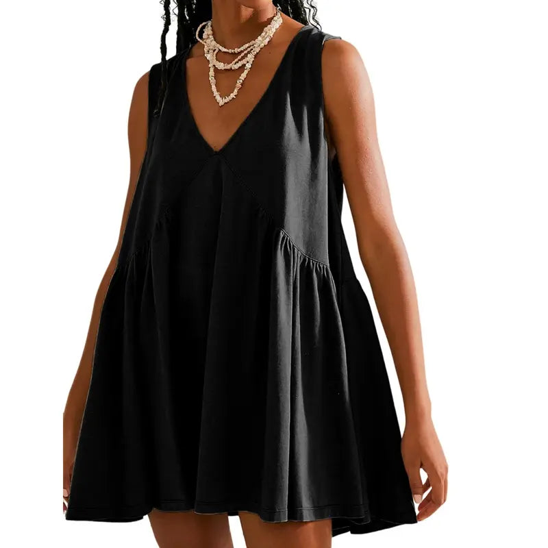 V Neck Flow Mini Dress