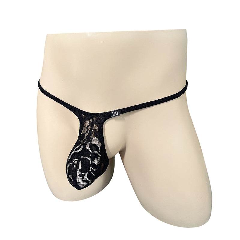 Men's Low-Rise Floral Lace Thong
