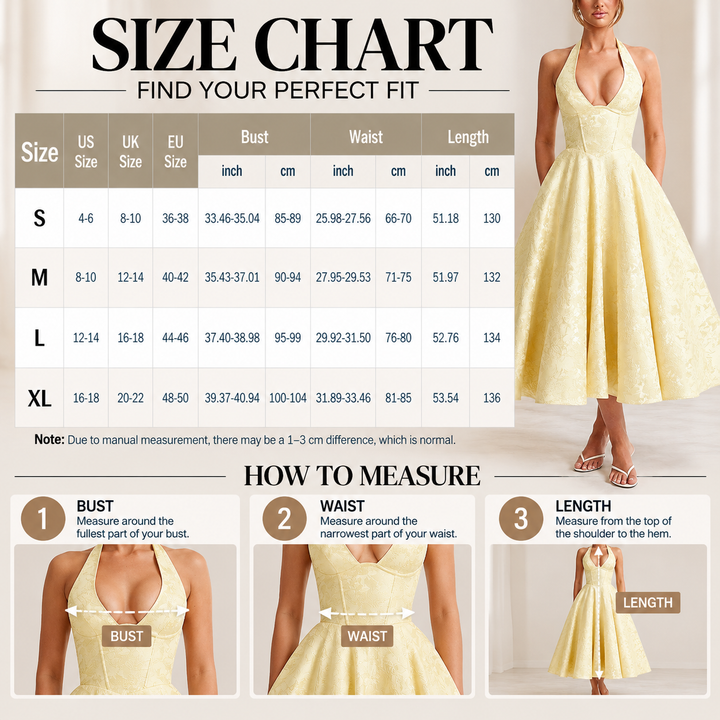 Halter Neck A-Line Midi Dress