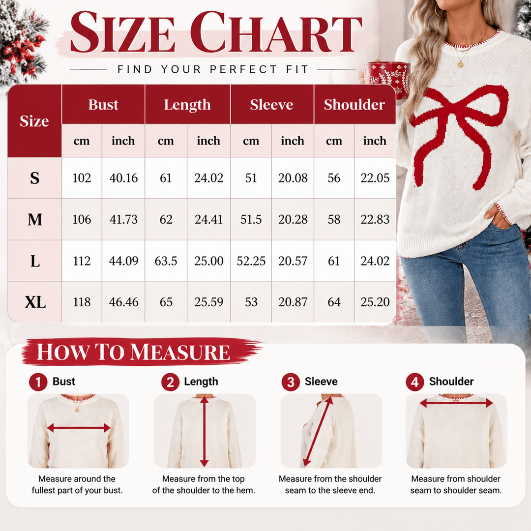 Bow Graphic Christmas Knit Sweater