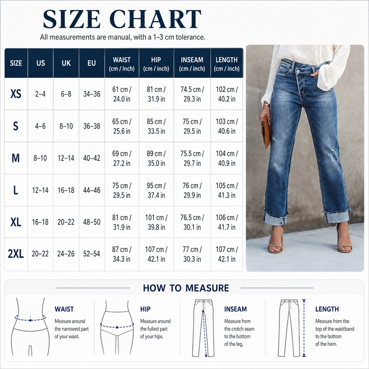 Cuffed Straight Leg Jeans