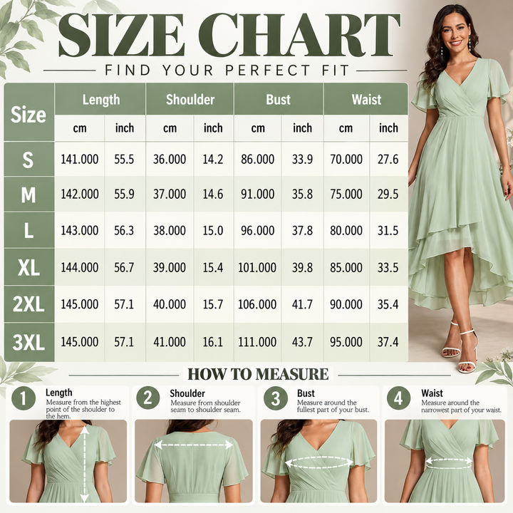 Flutter Sleeve High-Low Midi Dress