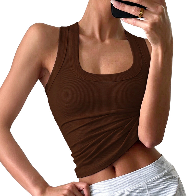 Ribbed Square Neck Tank Top