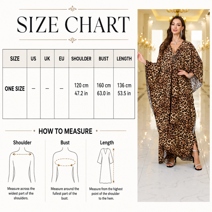 Leopard Print Kaftan Maxi Dress