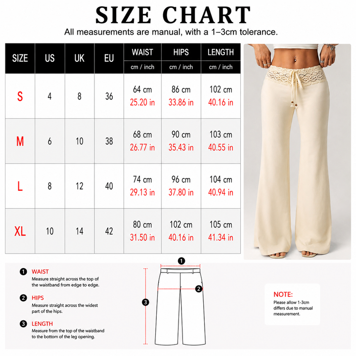 Lace Waist Flare Pants