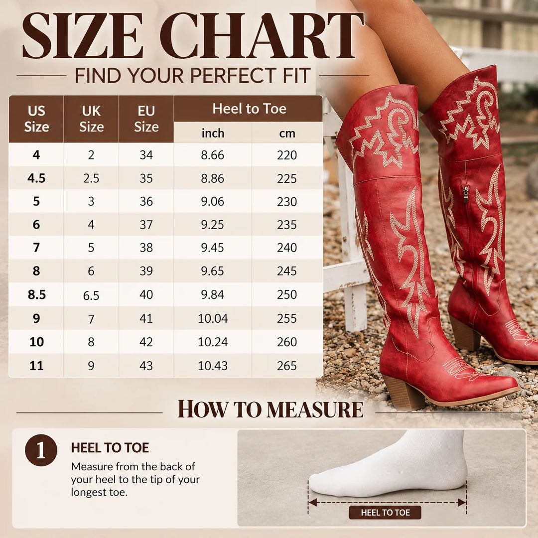 Embroidered Western Knee-High Boots