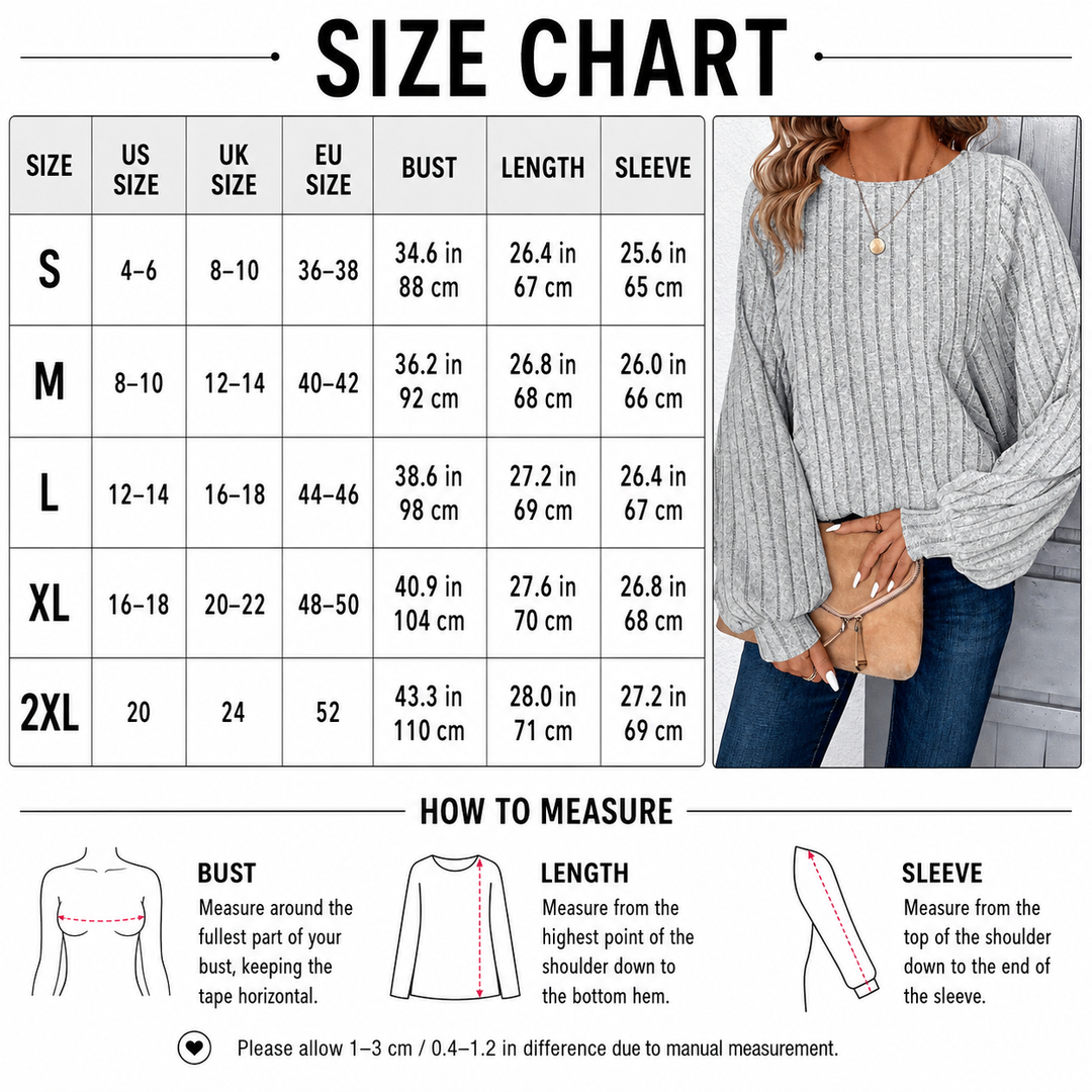 Ribbed Balloon Sleeve Sweater