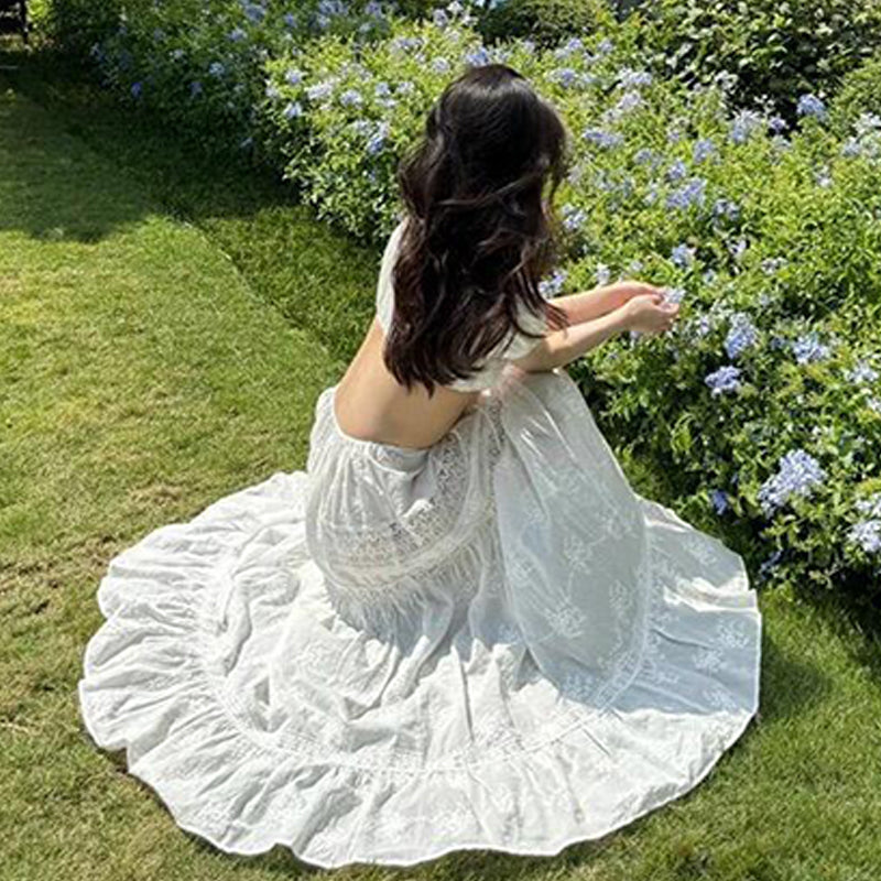 Bohemian style embroidered off-shoulder two-piece set