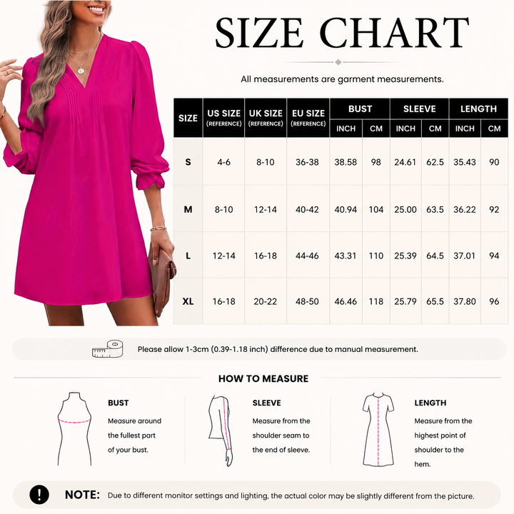 Pleated V Neck Mini Dress