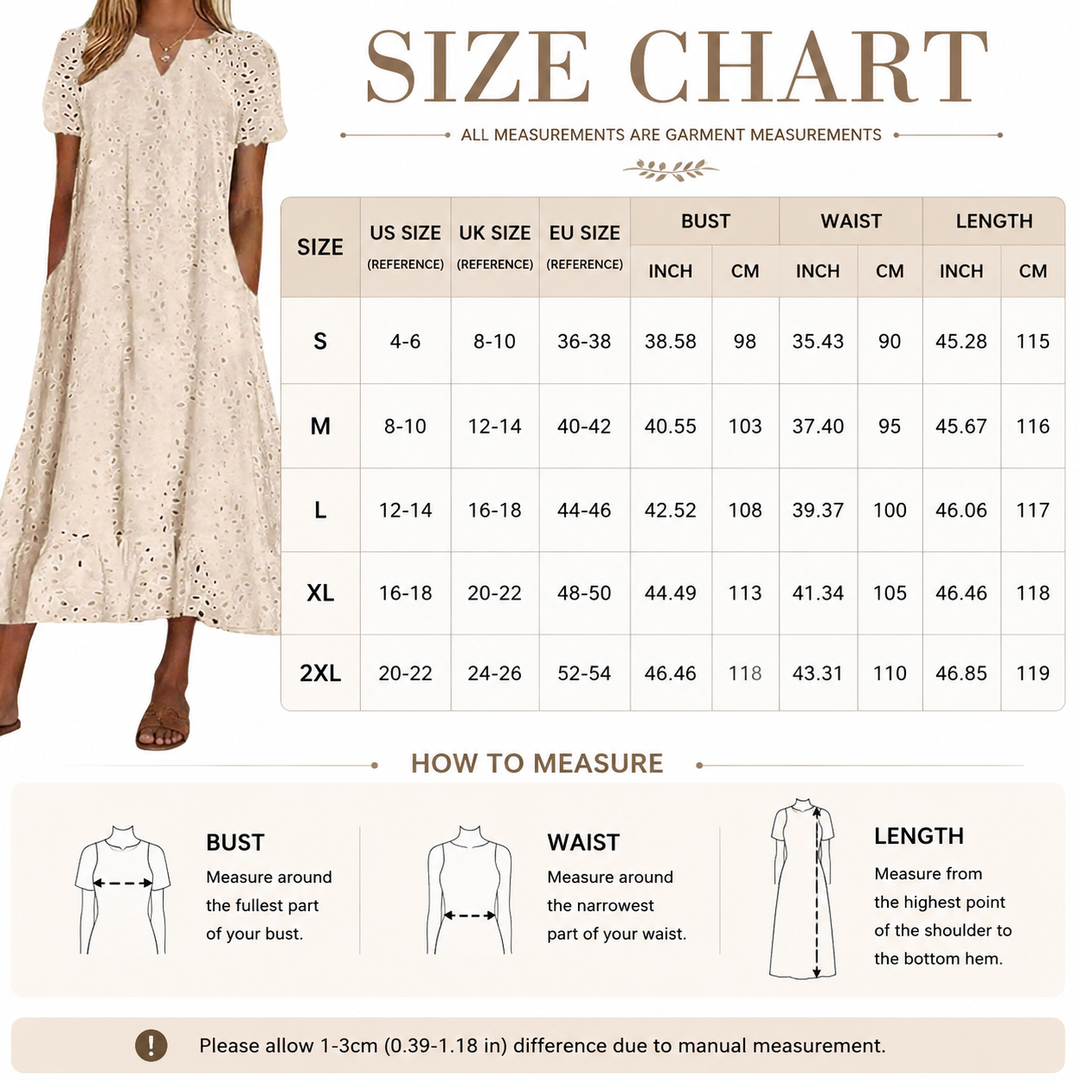 Boho Eyelet V-Neck Maxi Dress