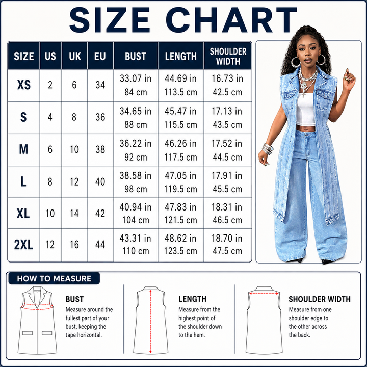 Longline Denim Vest & Wide Leg Pants Set