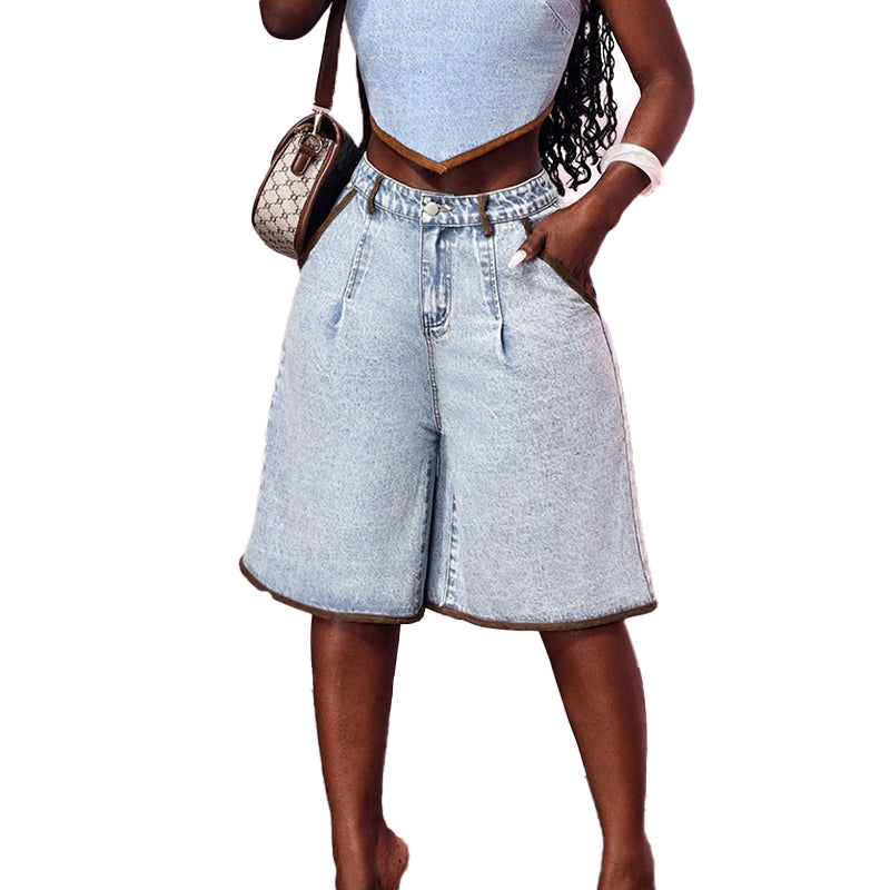 Vintage Wide Leg Denim Shorts