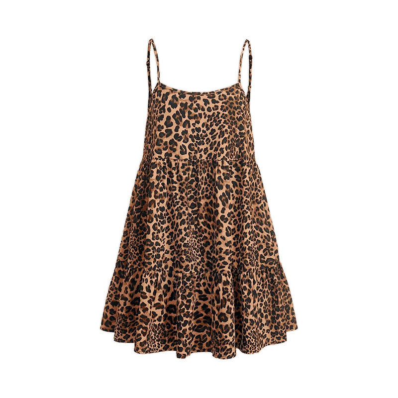 Leopard Print Tiered Mini Dress