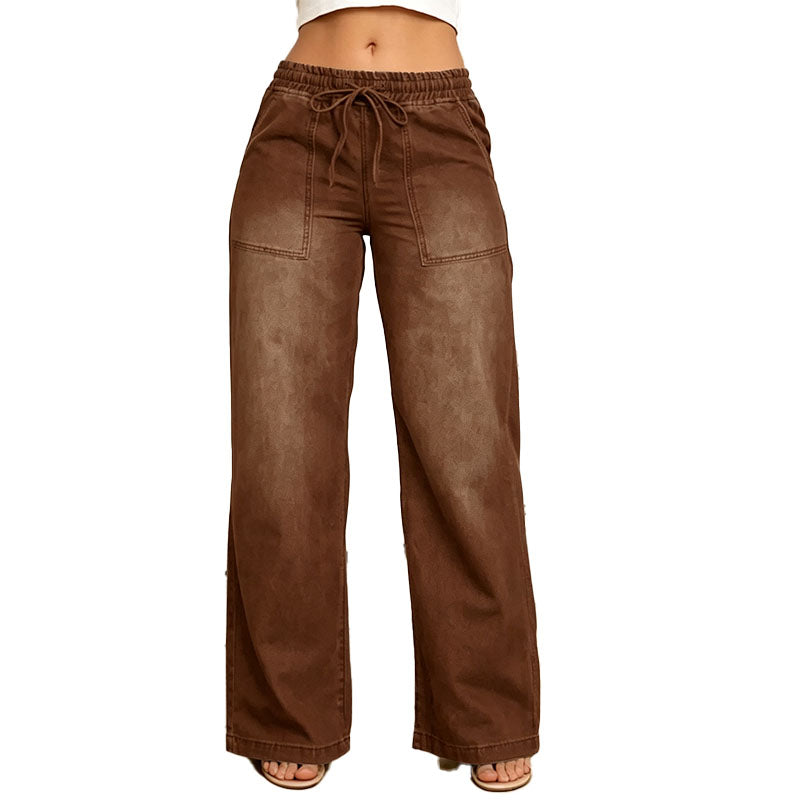 Relaxed Drawstring Wide Leg Pants