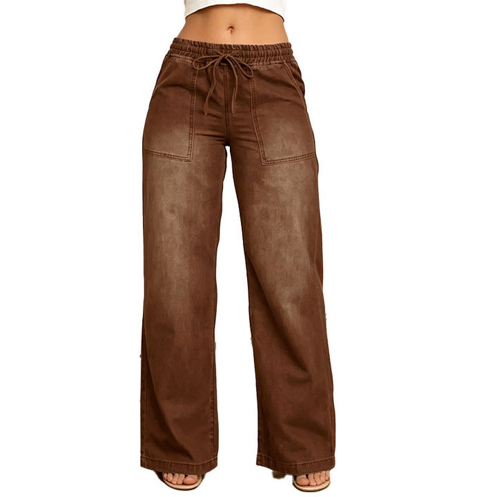 Relaxed Drawstring Wide Leg Pants