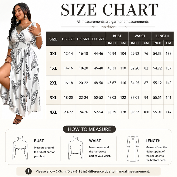 Boho Leaf Print Slit Maxi Dress