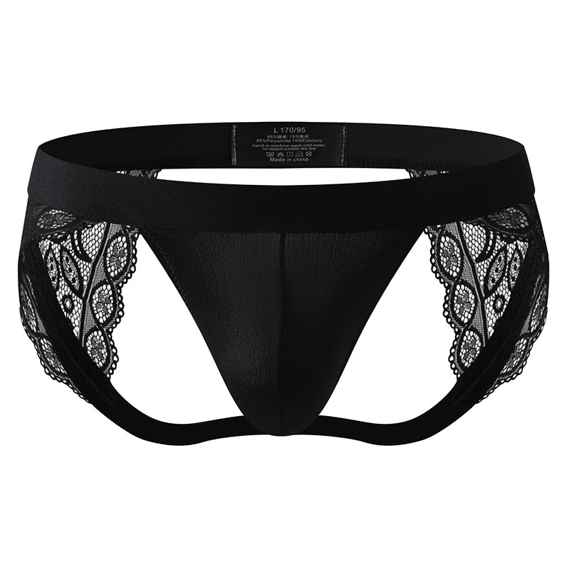 Men's Low-Rise Cutout Lace Thong