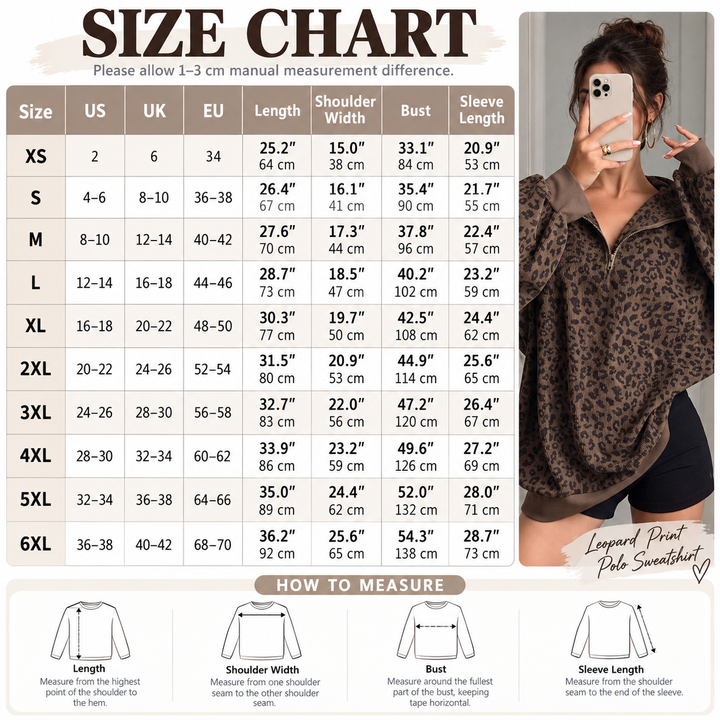 Leopard Print Half Zip Sweatshirt
