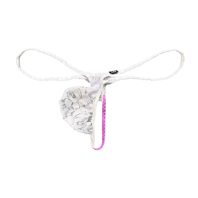 Men's Low-Rise Floral Lace Thong
