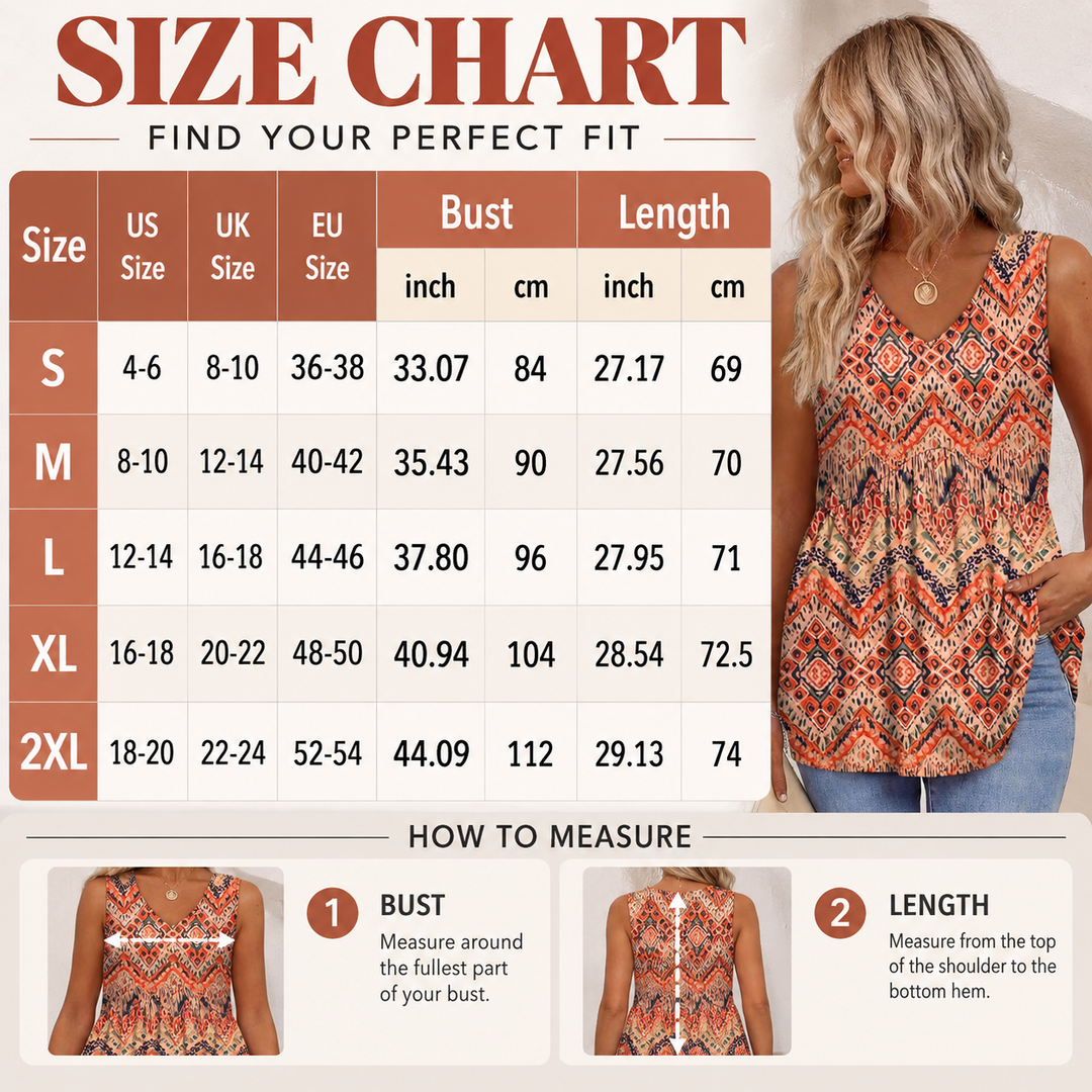 Boho Printed Sleeveless Tunic Top