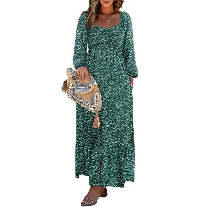 Floral Button Midi Dress