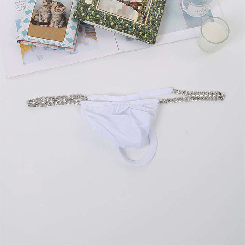 Men's Chain Detail Ice Silk Thong
