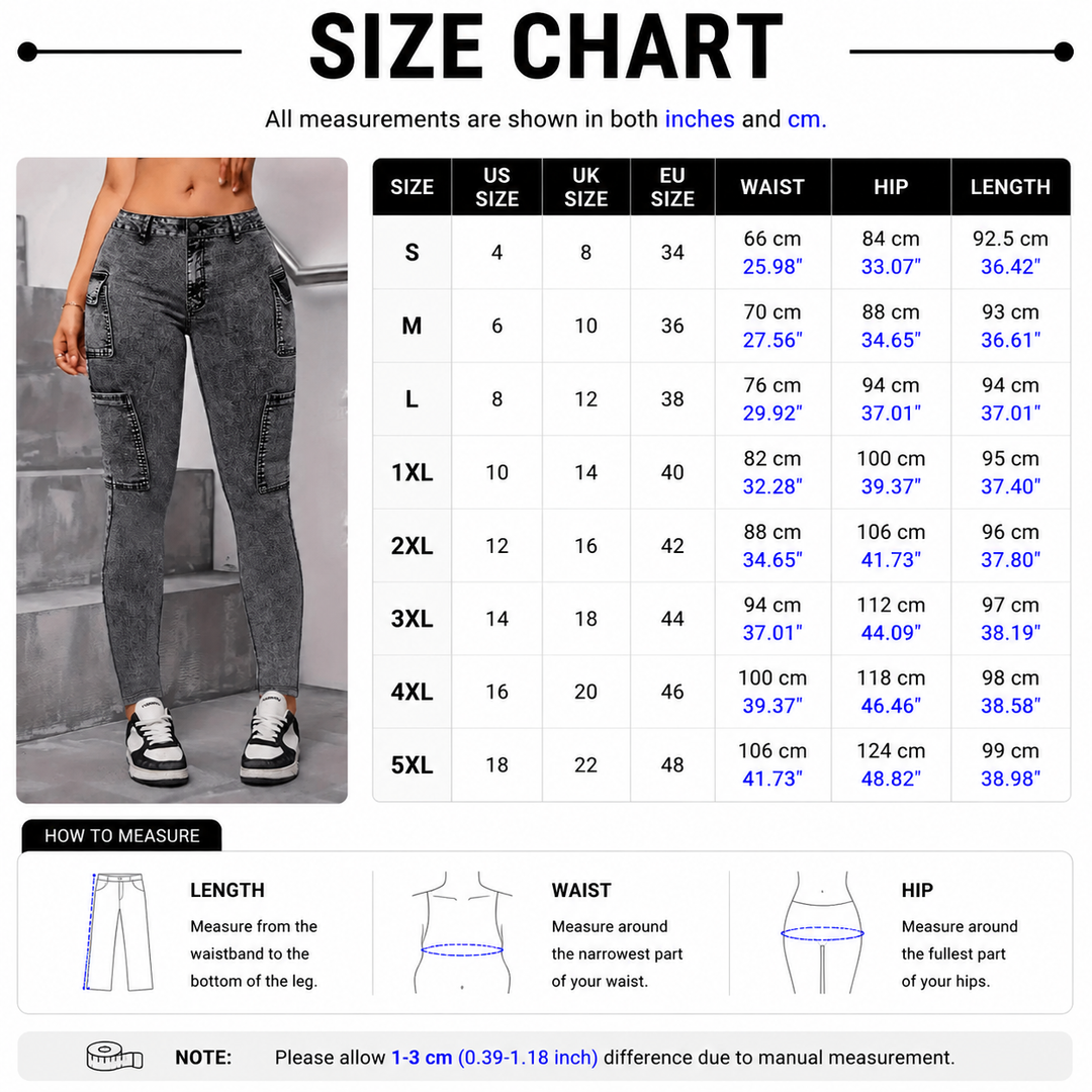Denim Look Knit Cargo Pants